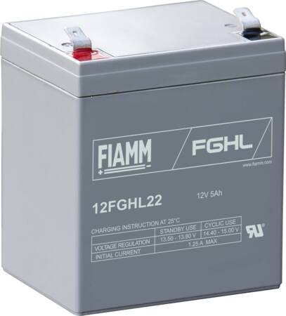 Fiamm 10 Års Blybatteri 12V/5Ah. ⎮ 5705154114171 ⎮ 5494506173 ⎮ 5494506173 ⎮ 12FGHL22