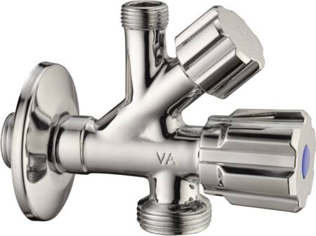 Dobbelt Stopventil 1/2"X3/8"X3/4" Lige - Billigelogvvs.dk -