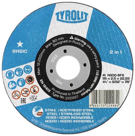 Skæreskive 115X2.5X22 Inox/Stål ⎮ 9003172229973 ⎮ 900044853 ⎮ 0897110763 ⎮ 222997
