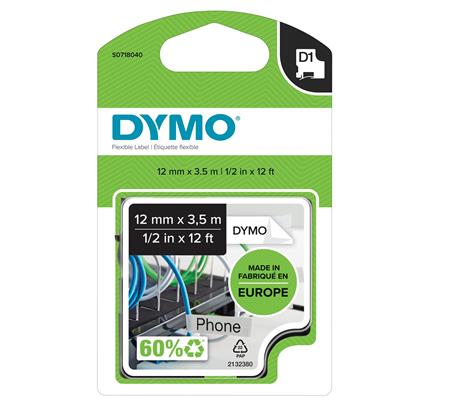 Dymotape D1 12Mmx3,5M Sort/Hvid ⎮ 5411313169578 ⎮ 900051249 ⎮ 9797001258 ⎮ S0718040