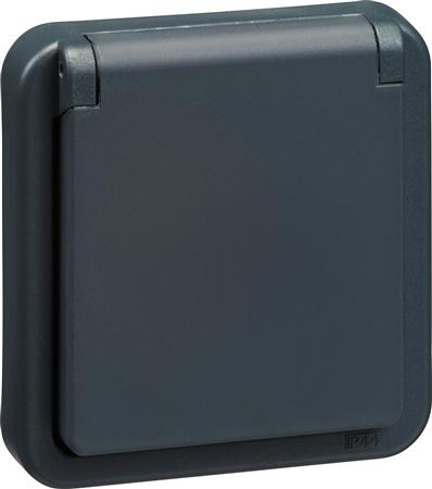 Opus74 Enkelt Stikkontakt, Antracit ⎮ 5703302167239 ⎮ 1017060663 ⎮ 1017060663 ⎮