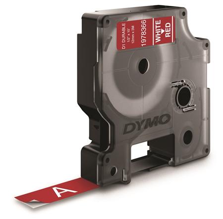 Dymo Tape Durable Hvid På Rød 12Mm 3M ⎮ 9797010317 ⎮ 900069131 ⎮ 9797010317 ⎮