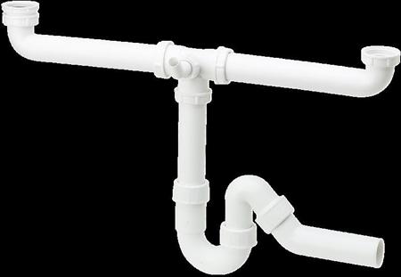 Køkkenvandlås Dobbelt Model 40Mm Hvid ⎮ 4015211124205 ⎮ 188641140 ⎮ 0218010170 ⎮ 124205