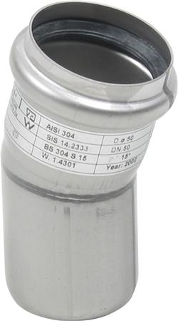Bøjning 15 Grader Ø50Mm Aisi304 ⎮ 5705499401127 ⎮ 160209050 ⎮ 0216127683 ⎮
