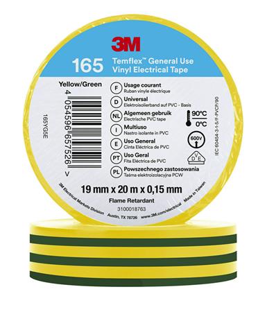 Tape Vinyl 165 19Mmx20M Grøn/Gul ⎮ 4054596657526 ⎮ 978700033 ⎮ 8739100338 ⎮ 165YG5E