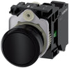 Trykknap, 22Mm, Rund, Plast, Sort, Flad
