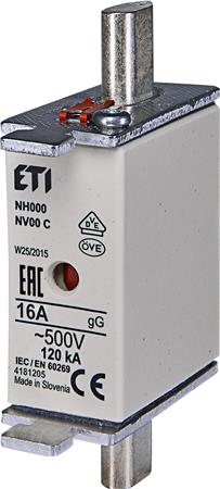 Sikring Nh000 16A Gg 500V ⎮ 3838895353294 ⎮ 0825100460 ⎮ 0825100460 ⎮ 004181205