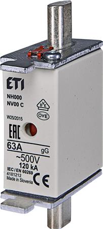 Sikring Nh000 63A Gg 500V ⎮ 3838895353362 ⎮ 0825101090 ⎮ 0825101090 ⎮ 004181212