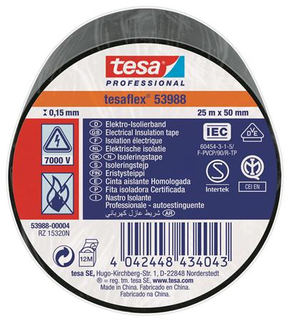 Isoleringstape Vde/Iec Pvc 25Mx50Mm Sort ⎮ 5439600062 ⎮ 986000061 ⎮ 5439600062 ⎮ 53988