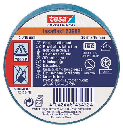 Isoleringstape Vde/Iec Pvc 20Mx19Mm Blå ⎮ 5439600053 ⎮ 986000052 ⎮ 5439600053 ⎮ 53988