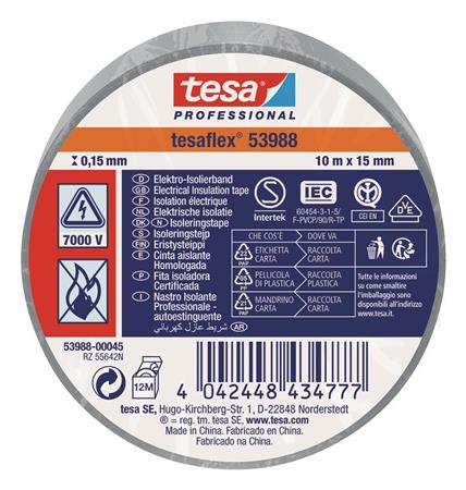 Isoleringstape Vde/Iec Pvc 10Mx15Mm Grå ⎮ 5439600044 ⎮ 986000043 ⎮ 5439600044 ⎮ 53988