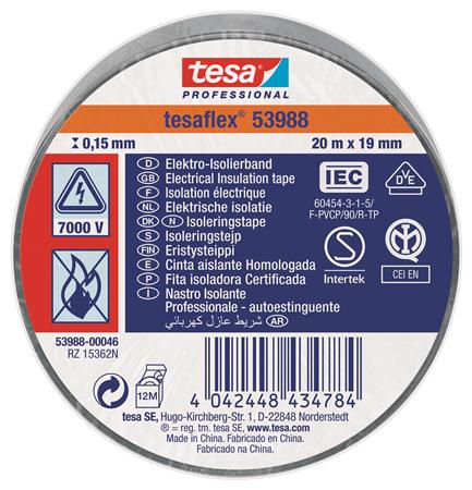 Isoleringstape Vde/Iec Pvc 20Mx19Mm Grå ⎮ 5439600048 ⎮ 986000047 ⎮ 5439600048 ⎮ 53988