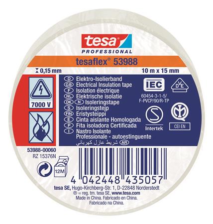Isoleringstape Vde/Iec Pvc 10Mx15Mm Hvid ⎮ 5439600037 ⎮ 986000036 ⎮ 5439600037 ⎮ 53988