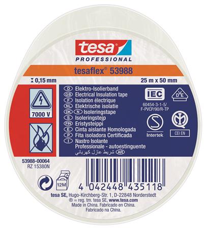 Isoleringstape Vde/Iec Pvc 25Mx50Mm Hvid ⎮ 5439600061 ⎮ 986000060 ⎮ 5439600061 ⎮ 53988