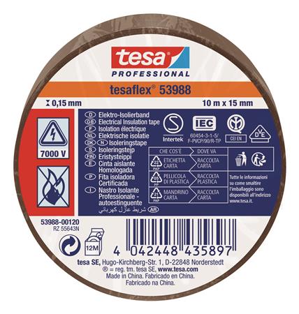 Isoleringstape Vde/Iec Pvc 10Mx15Mm Brun ⎮ 5439600043 ⎮ 986000042 ⎮ 5439600043 ⎮ 53988