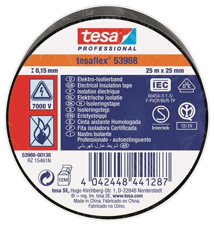 Isoleringstape Vde/Iec Pvc 25Mx25Mm Sort ⎮ 5439600059 ⎮ 986000058 ⎮ 5439600059 ⎮ 53988