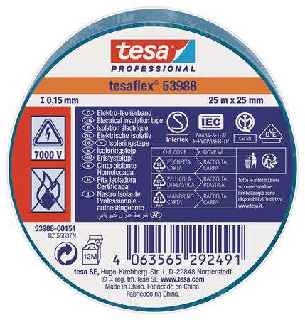 Isoleringstape Vde/Iec Pvc 25Mx25Mm Blå ⎮ 5439600057 ⎮ 986000056 ⎮ 5439600057 ⎮ 53988