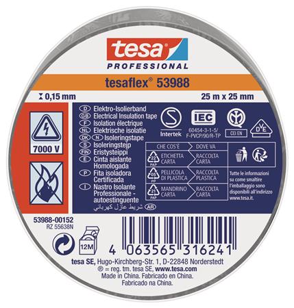 Isoleringstape Vde/Iec Pvc 25Mx25Mm Grå ⎮ 5439600058 ⎮ 986000057 ⎮ 5439600058 ⎮ 53988
