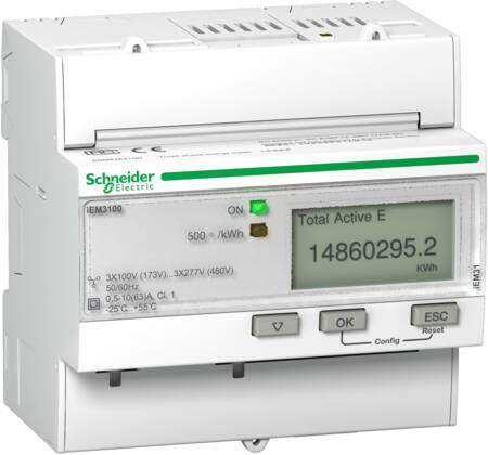 Kwh-Måler 3P+N 400V 63A ⎮ 3606480481482 ⎮ 3398991417 ⎮ 3398991417 ⎮ A9MEM3100