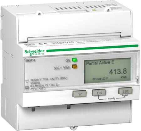 Kwh-Måler 3P+N 400V 63A Puls Mi ⎮ 3606480481499 ⎮ 3398991420 ⎮ 3398991420 ⎮ A9MEM3110