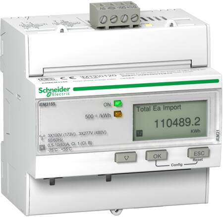 Kwh-Måler 3P+N 400V 63A Tarif M ⎮ 3606480481529 ⎮ 3398991459 ⎮ 3398991459 ⎮ A9MEM3155