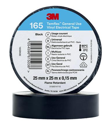 Tape Vinyl 165 25Mmx25M Sort ⎮ 4054596615038 ⎮ 978700043 ⎮ 8739100435 ⎮ 165BK8E