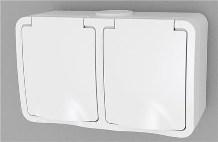 Stikdåse Dobbelt Schuko Ip54 Hvid ⎮ 5401020593 ⎮ 5401020593 ⎮ 5401020593 ⎮ 20961