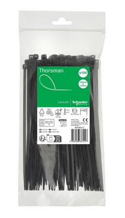 Kabelbinder 200X4,8Mm Sort 100 Stk - Billigelogvvs.dk - 