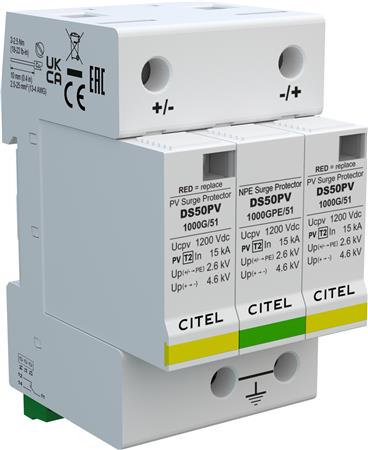 Type 2  Dc Spd, 1000V, Imax  40Ka, Rs ⎮ 5705154176681 ⎮ 0868101536 ⎮ 0868101536 ⎮ DS50PVS-1000G/51
