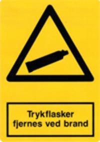 Skilt, Trykflasker Fjernes, Brand, Lille - Billigelogvvs.dk